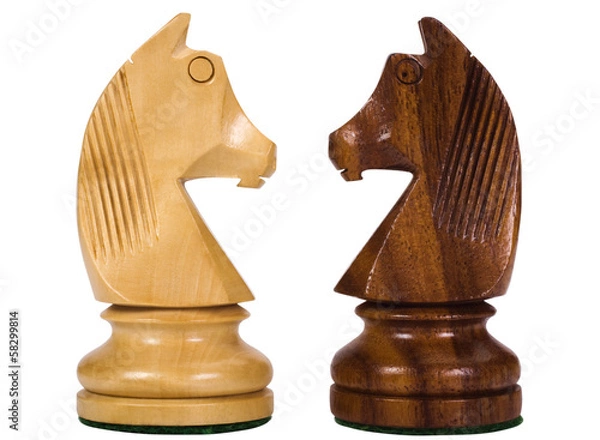 Obraz Close-up of chess knights face to face