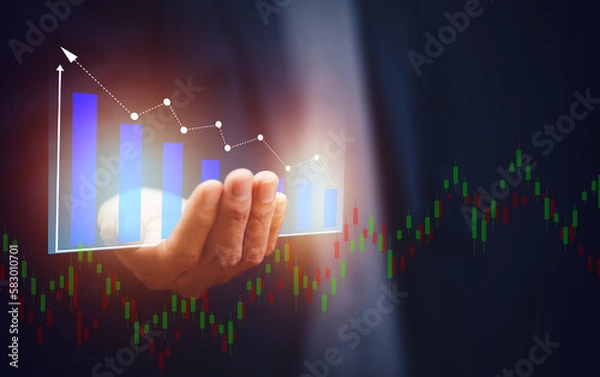 Fototapeta Businessman using smartphone or Tablet trading online in bitcoin forex stock market and other ETH NFT token cryptocurrency