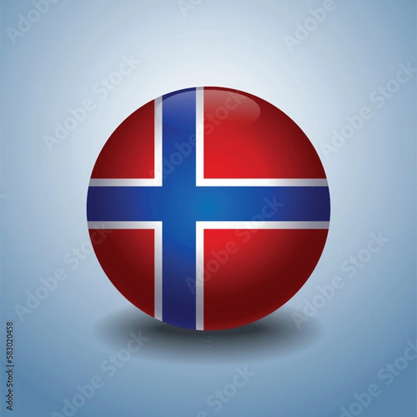 Fototapeta Norway flag. Round glossy. Isolated on color gradient background