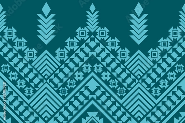 Fototapeta Ethnic fabric pattern Designed from geometric shapes Ethnic Asian style fabric pattern Used for home decoration, carpet work, 