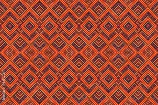 Fototapeta Ethnic fabric pattern Designed from geometric shapes Asian style fabric pattern Used for home decoration work
