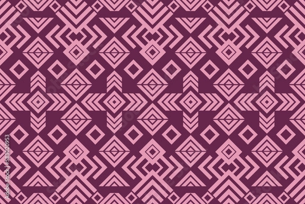 Fototapeta Ethnic fabric pattern Designed from geometric shapes Ethnic Asian style fabric pattern Used for home decoration, carpet work, 