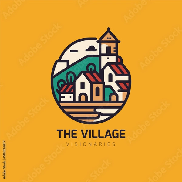 Fototapeta cottage simple logo design template. village logo vector illustration design