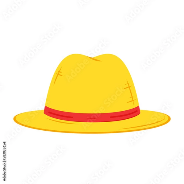 Fototapeta Farmer hat on white background. Peasant hat vector.