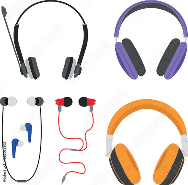 Obraz Big, small and wireless headphones, vector illustration