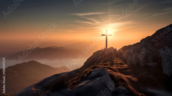 Obraz cross on the hill