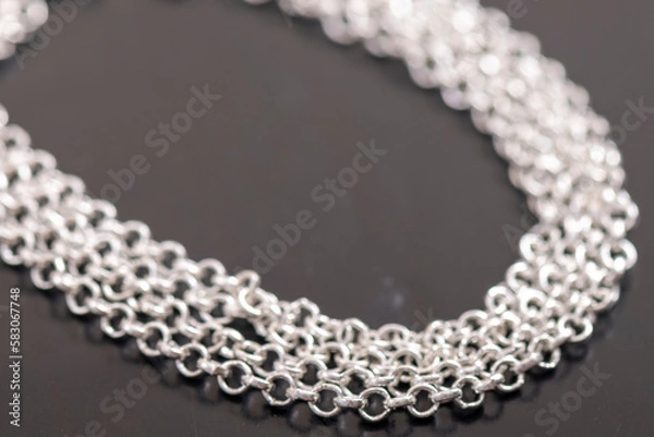 Fototapeta Set of various jewelry chains isolated on background, each one shot separately