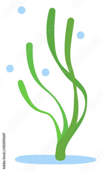 Obraz cartoon-style clipart icon of eelgrass swaying in the waves on the shallow sea bottom
