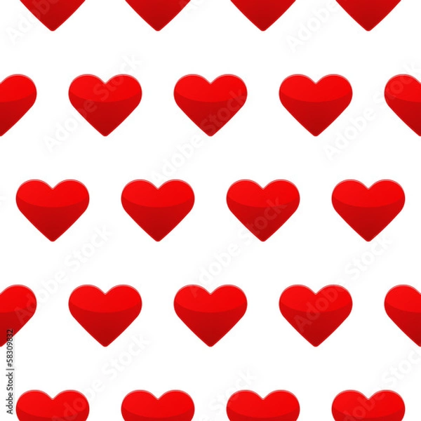 Fototapeta Red heart seamless pattern white background