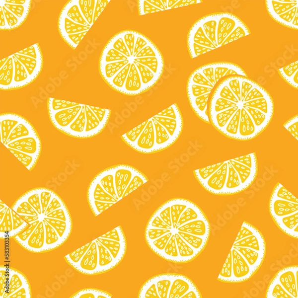 Obraz Citrus pattern. Baby print. Summer fruit. Orange and lemon slices. Vector background. Perfect for prining on the fabric, design package and cover