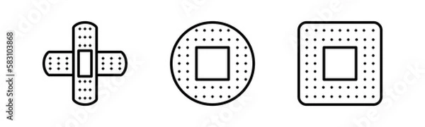 Obraz Patch icon set. Adhesive plaster, transdermal patch, nicotine patch icon.