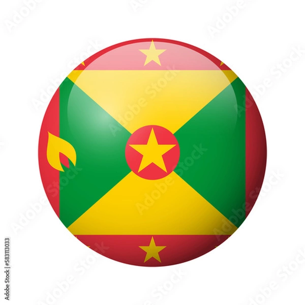 Fototapeta Grenada flag - glossy circle badge. Vector icon.