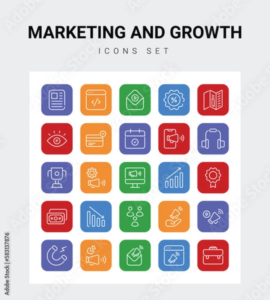 Fototapeta Marketing and Growth related icon set