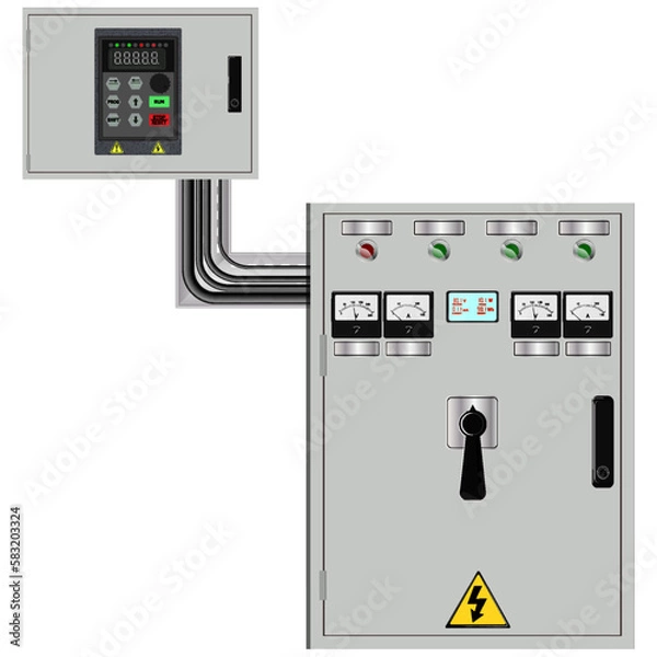 Obraz Control Panel. Production control panel and control of computer devices. Touchpad. Vector graphics