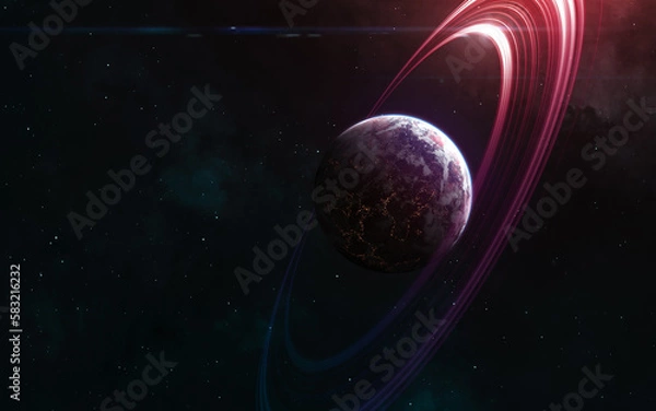 Fototapeta Inhabited planet in deep space. Science fiction. Elements of this image furnished by NASA