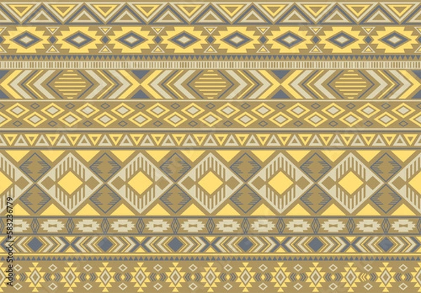 Fototapeta Indian pattern tribal ethnic motifs geometric seamless vector background. Fashionable boho tribal motifs clothing fabric textile print traditional design with triangle and rhombus shapes.