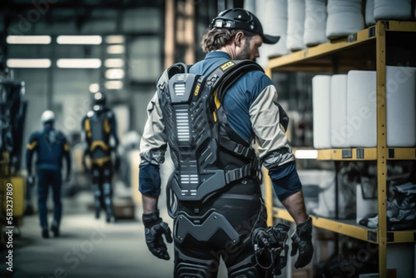 Fototapeta Exoskeletons are devices that allow workers to get most efficiency on work, generative ai