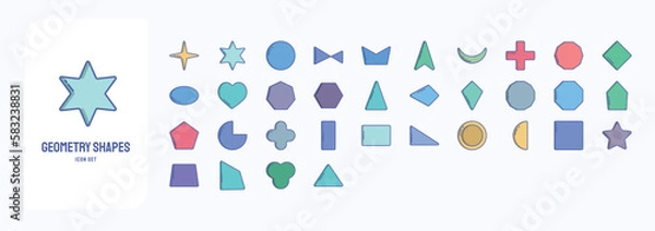 Fototapeta Geometric Shapes, including icons like Circle, Polygon, Cross and more
