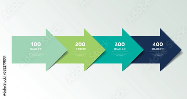 Obraz Four step arrow template for presentation. 4 steps options, elements, infographic.