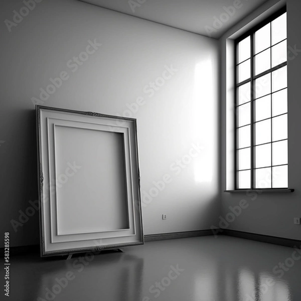 Fototapeta large art frame - picture frame on wall - white frame - gallery style