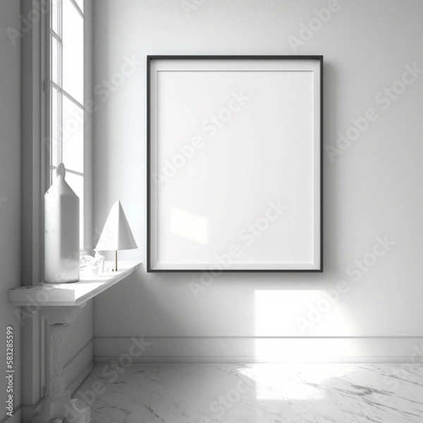 Fototapeta large art frame - picture frame on wall - black white frame - contemporary style