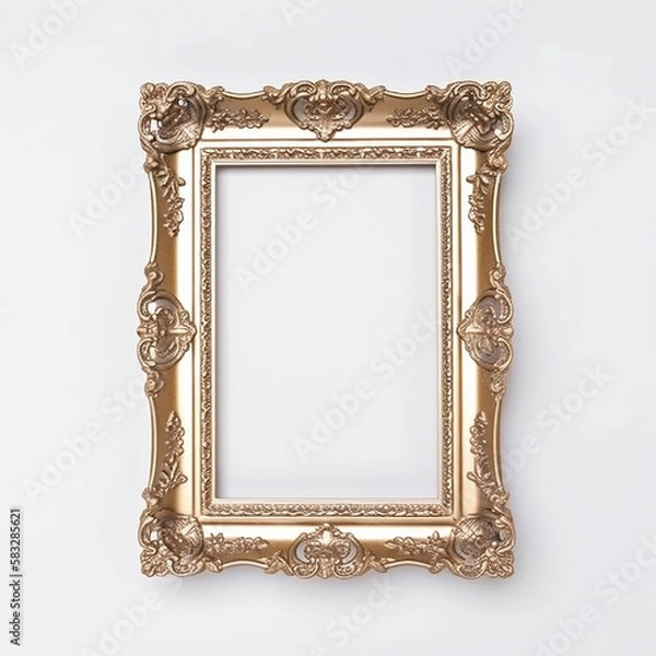 Fototapeta large art frame - picture frame on wall - gold white frame - gallery style