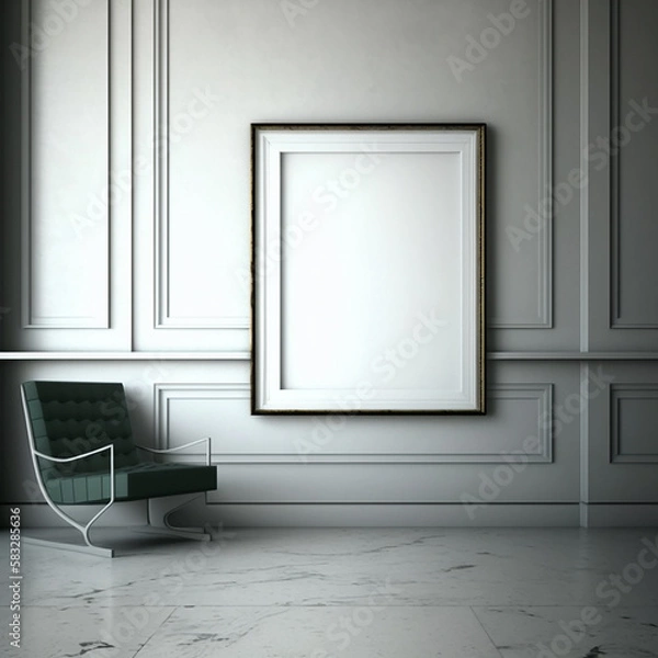 Fototapeta large art frame - picture frame on wall - black white frame - gallery style