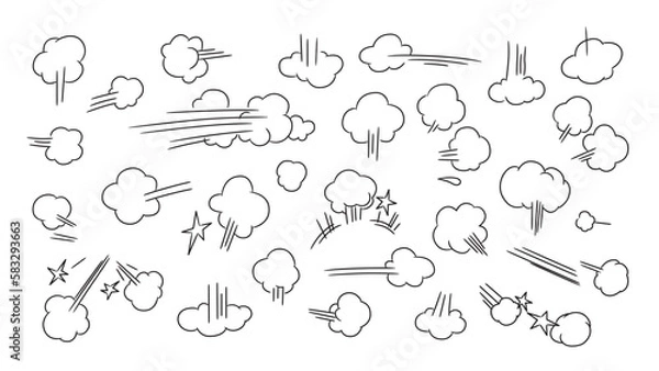 Obraz マンガ風の空気・煙・汗・息・勢い・衝突・熱気の表現