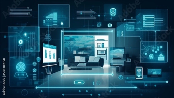 Fototapeta AI generator, smart home 