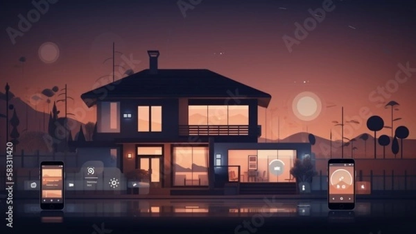 Fototapeta AI generator, smart home 