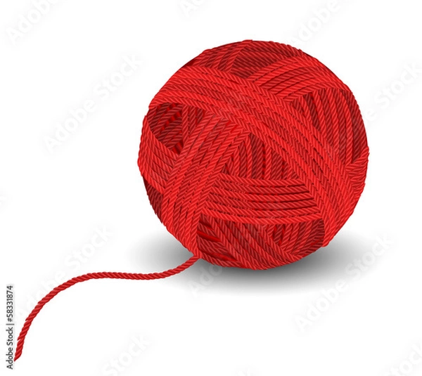 Fototapeta Red yarn ball