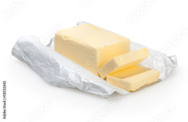 Fototapeta Butter isolated on white background with clipping path