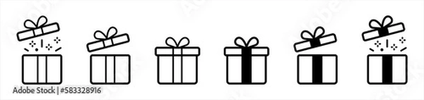Obraz Gift box icon. Gift wrapping symbol. Surprising gift box signs, vector illustration