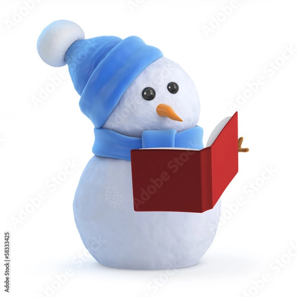 Fototapeta Snowman reads a book