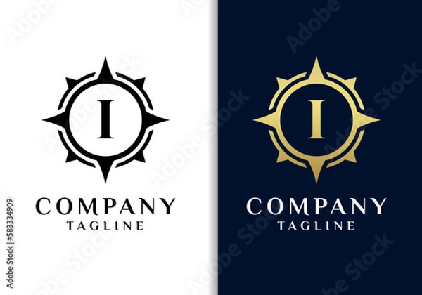 Obraz Letter I compass logo design vector image