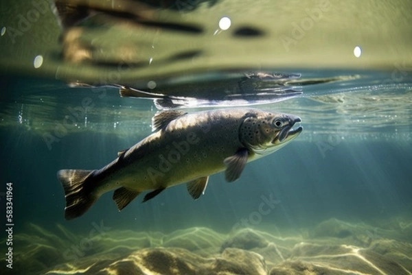 Fototapeta Wild Trout Underwater Generative AI
