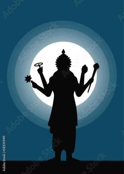 Obraz indian god lord vishnu. ethnic deity of Hinduism mythology. vector illustration design