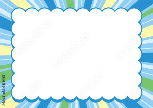 Fototapeta 放射線 集中線のポップ吹き出し背景 青色のイラスト