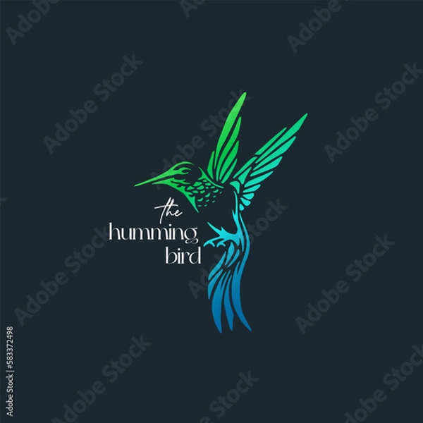 Fototapeta Hummingbird icon logo concept with colorful gradient style vector illustration