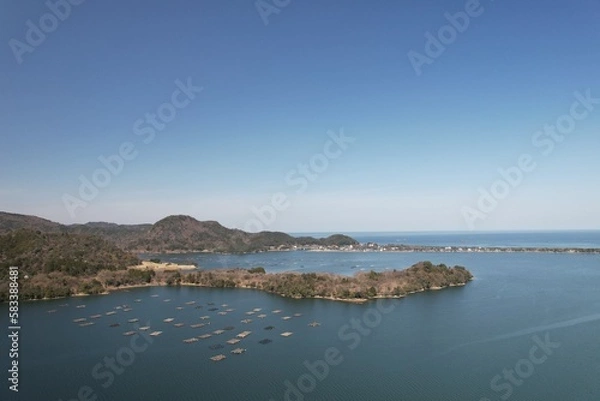 Fototapeta 山陰海岸国立公園　牡蠣だなと大明神岬　ドローン空撮