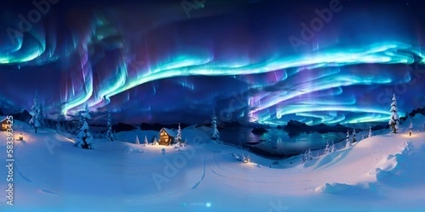 Fototapeta Photo of the mesmerizing aurora borealis illuminating a winter wonderland