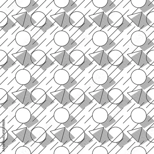 Fototapeta Modern simple geometric shapes seamless pattern, Background repeating