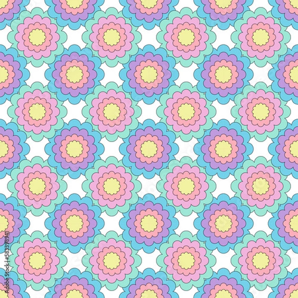 Fototapeta Colorful flowers seamless pattern, Background repeating