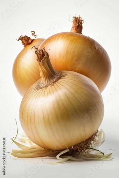Obraz oignons sur fond blanc, isolé, ingrédients recette, illustration ia générative 1