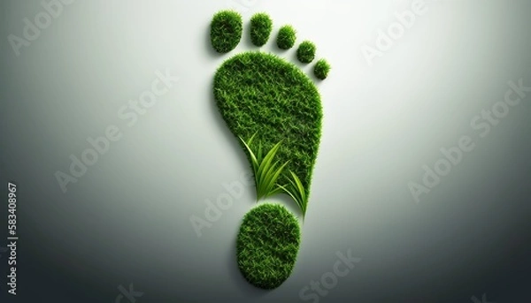 Obraz footprint on grass (Generative AI)