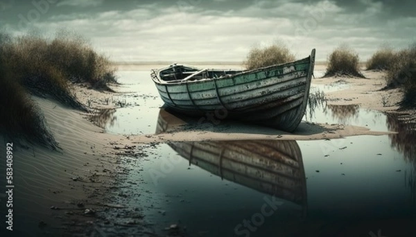 Obraz boat on the lake (Generative AI)