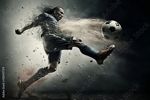 Fototapeta kick a soccer ball, generative ai