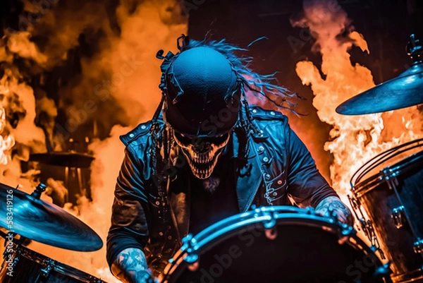 Obraz music rock band performs on stage., generative ai	