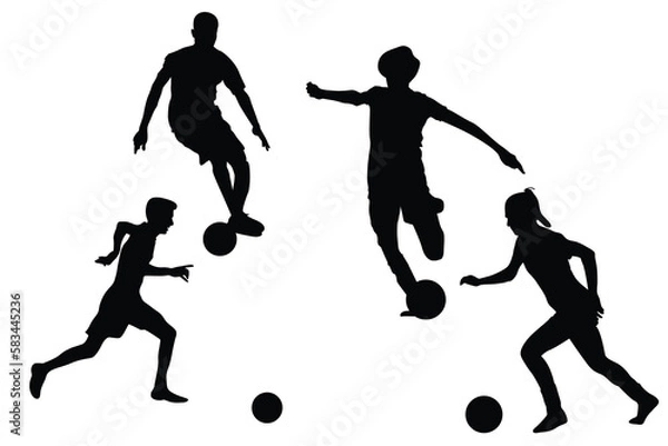 Fototapeta vector flat design soccer player silhouette illustration
