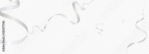 Fototapeta Silver Ribbon Falling Vector Panoramic